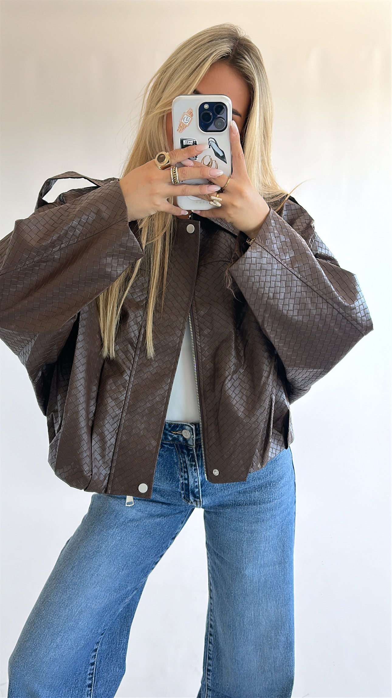 Brown Checkered Oversized Jacket