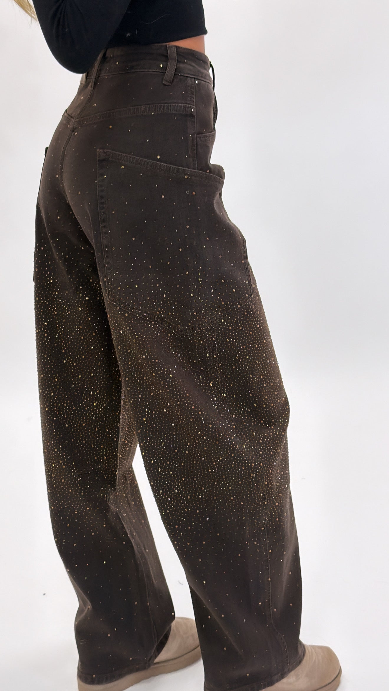Glitter balloon jeans - Brown