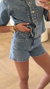 Studded Denim Shorts