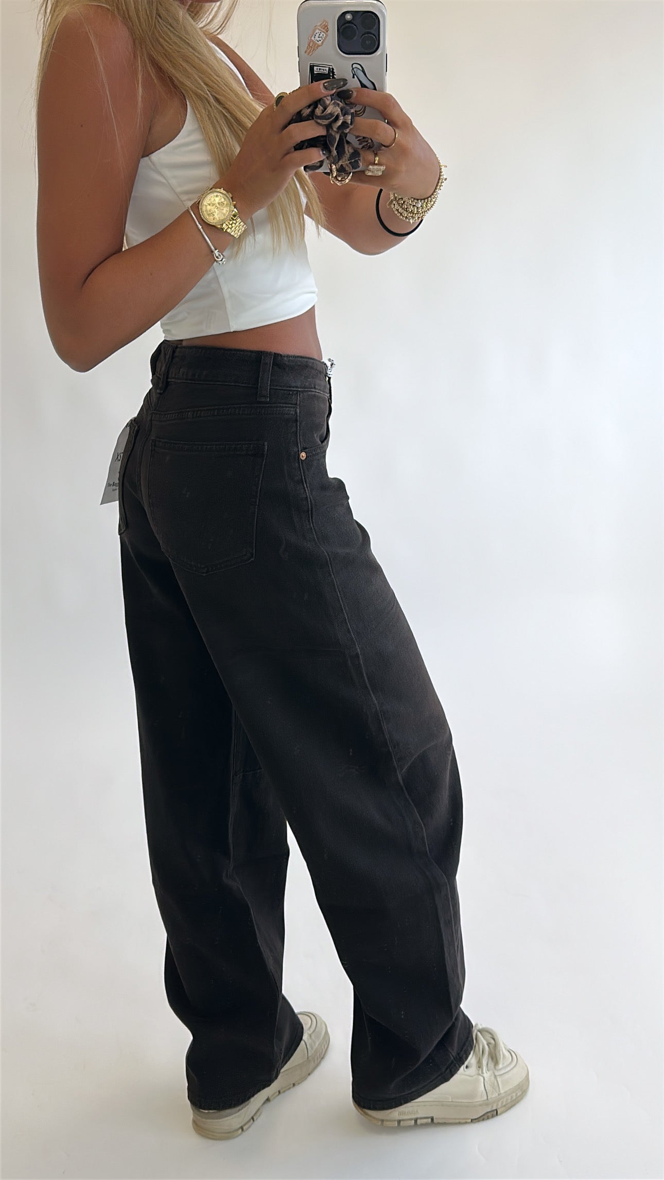 Relaxed Fit Balloon Denim -Mid Waist stretch