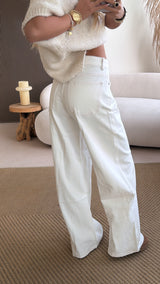 Lace up wide leg jeans