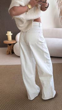 Lace up wide leg jeans