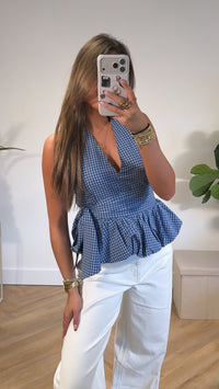 Checked Charm Tie Top
