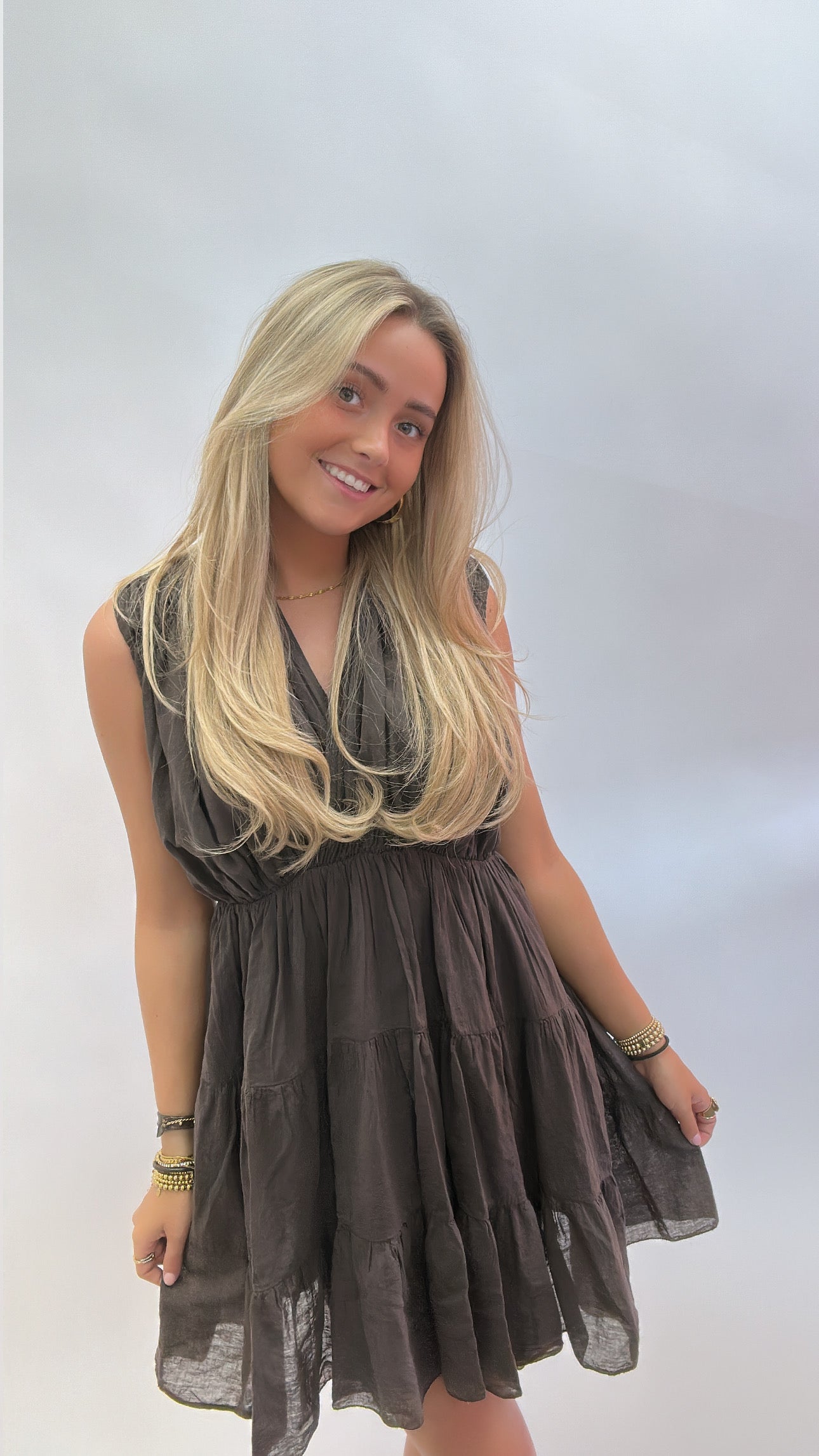 Boho Summer Dress – V-Hals & Strikdetail