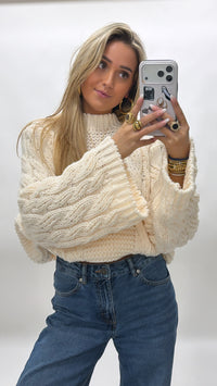 Blush cable sweater