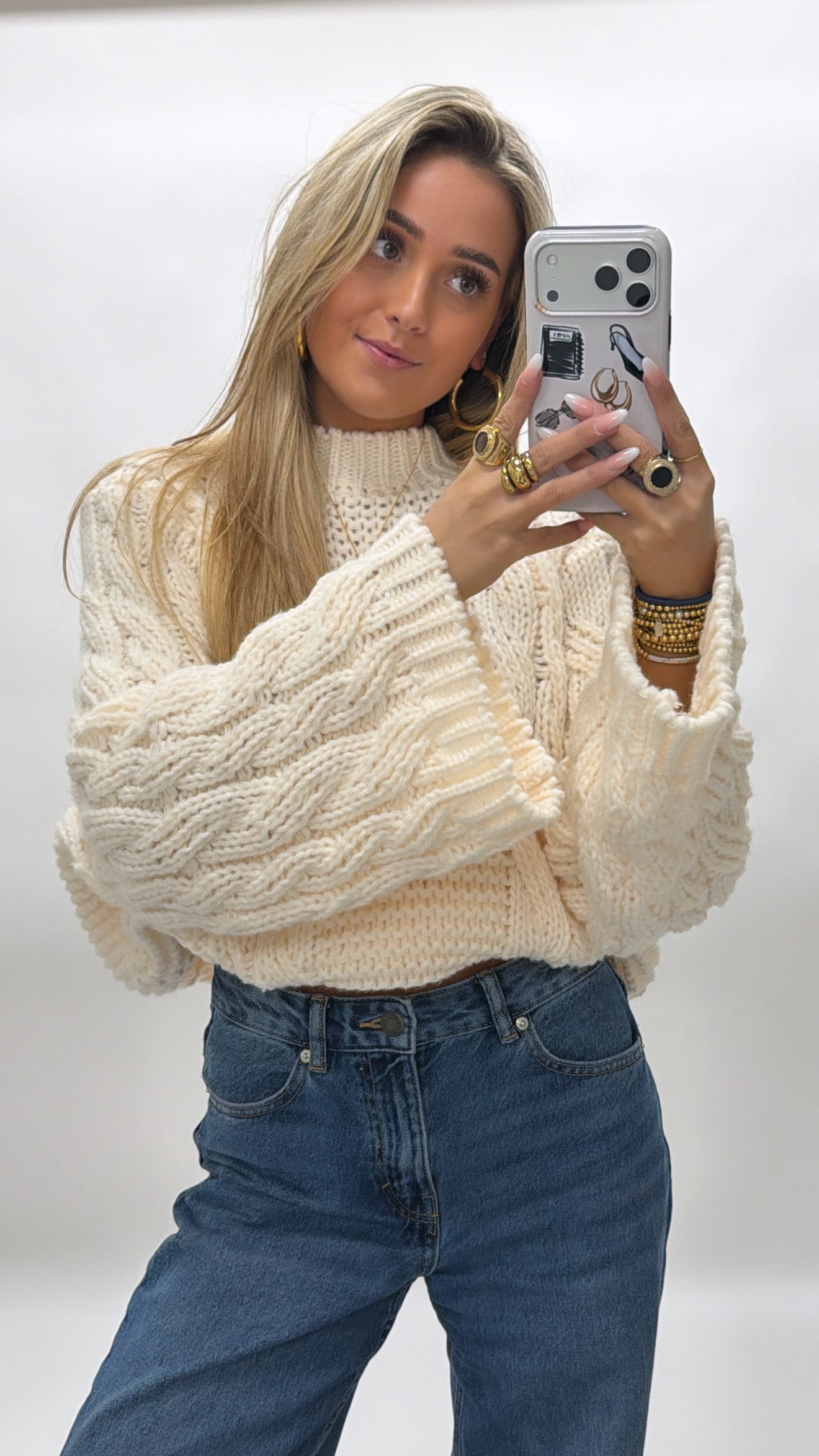 Blush cable sweater