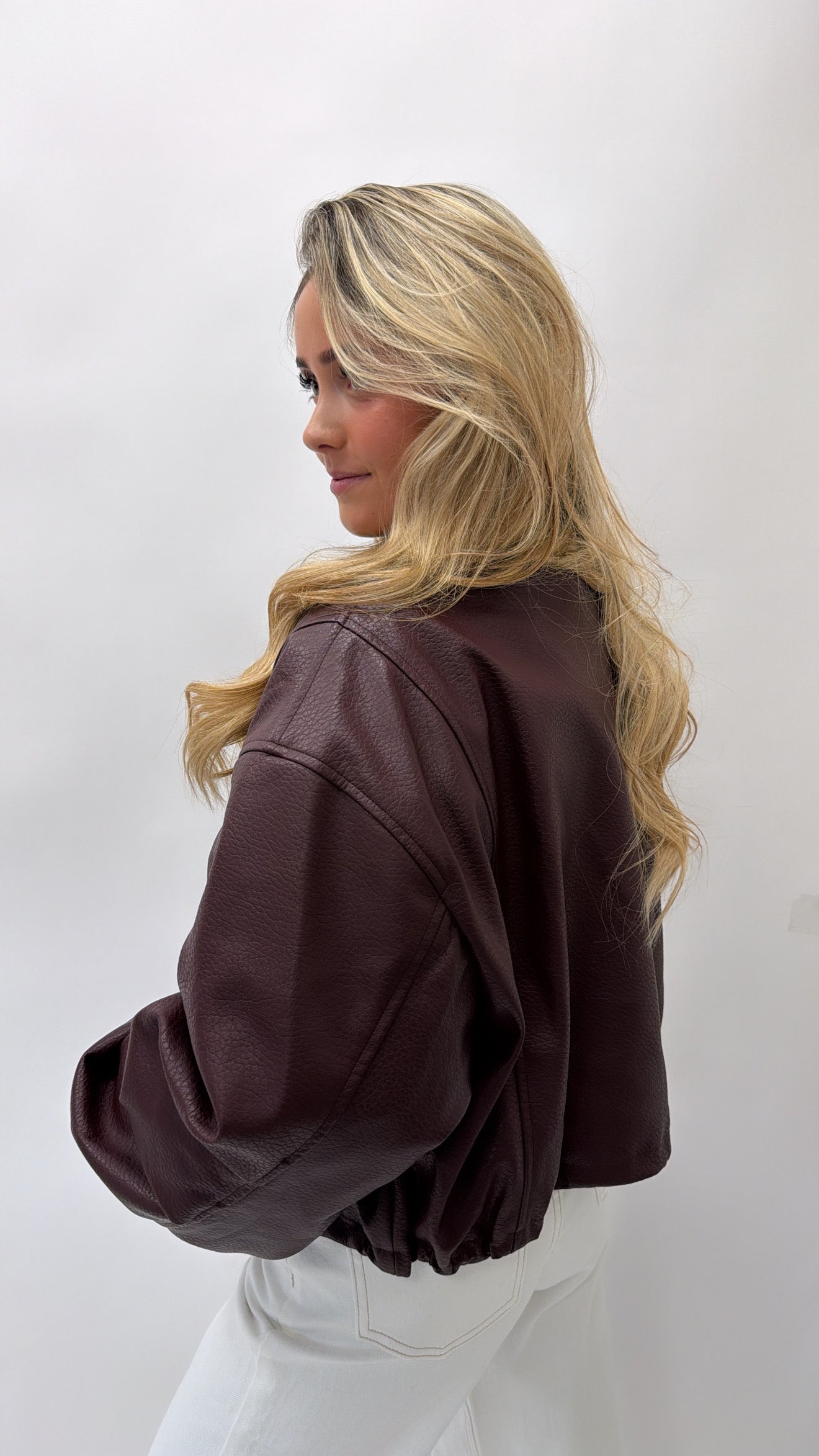 Classic Faux Leather Bomber