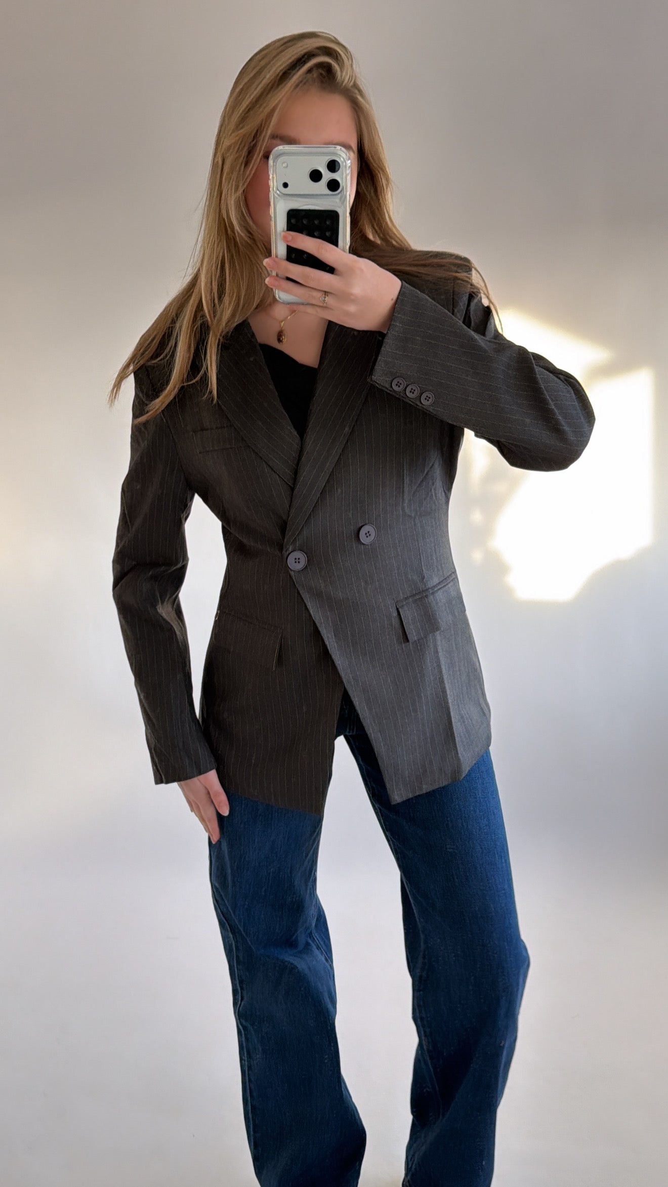 Sculpted Pinstripe Blazer