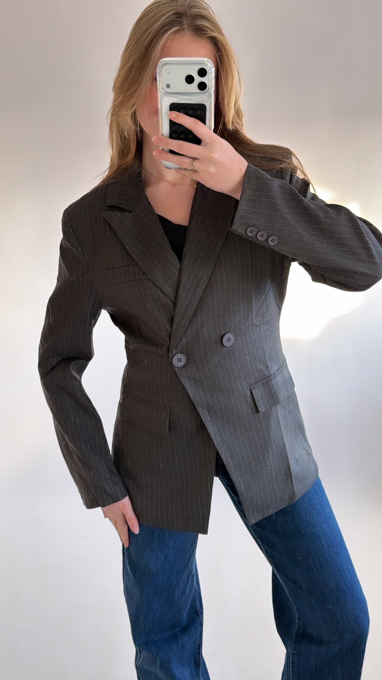 Sculpted Pinstripe Blazer