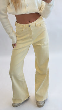 Yellow wide leg jeans