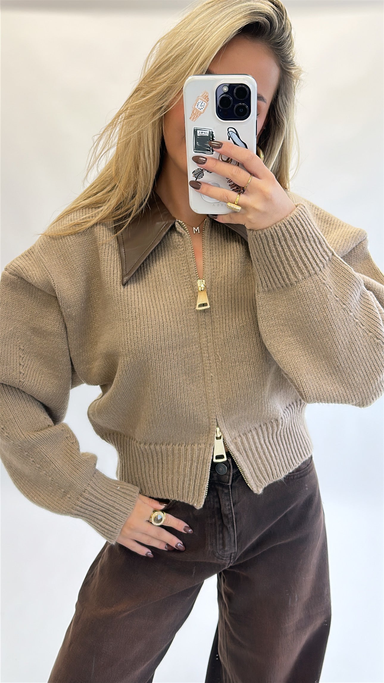 Zoë Zip Sweater ( Pre order taupe kleur 21 okt)