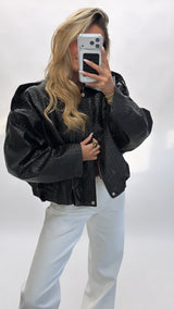 Textured Leatherlook Bomber
