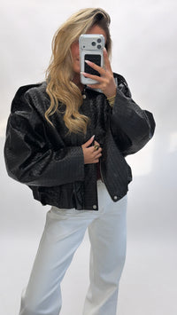 Textured Leatherlook Bomber