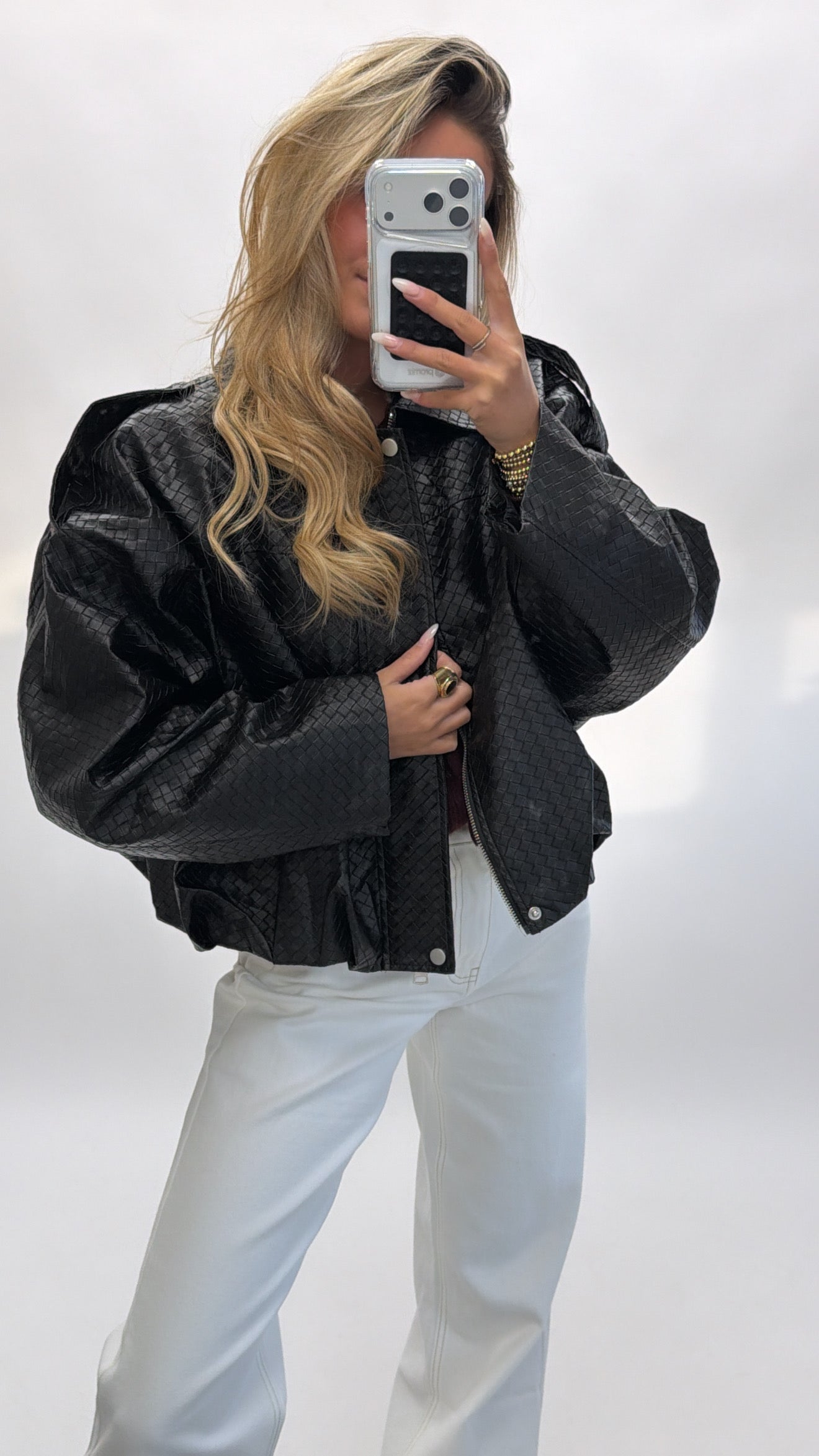 Textured Leatherlook Bomber