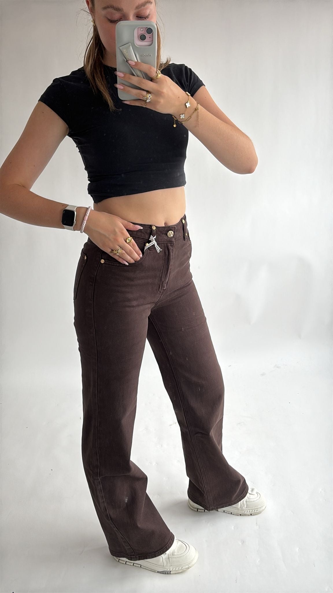 Mocha Flow Wide Leg Jeans