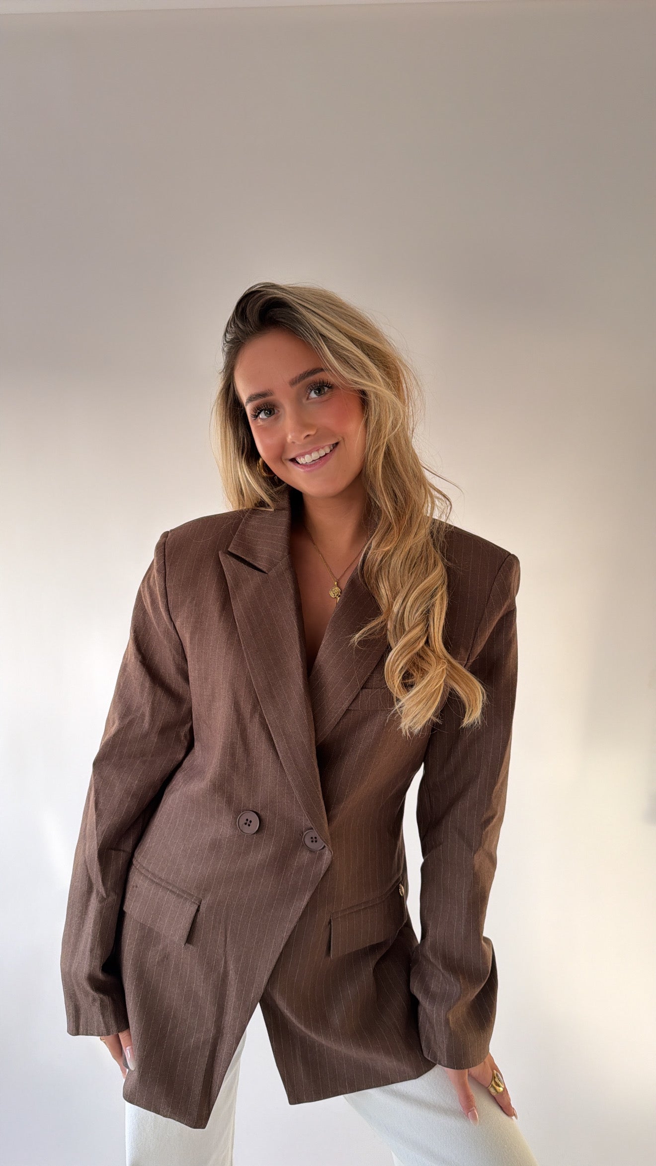 Sculpted Pinstripe Blazer