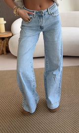 Braided Waist Wide Leg Jeans