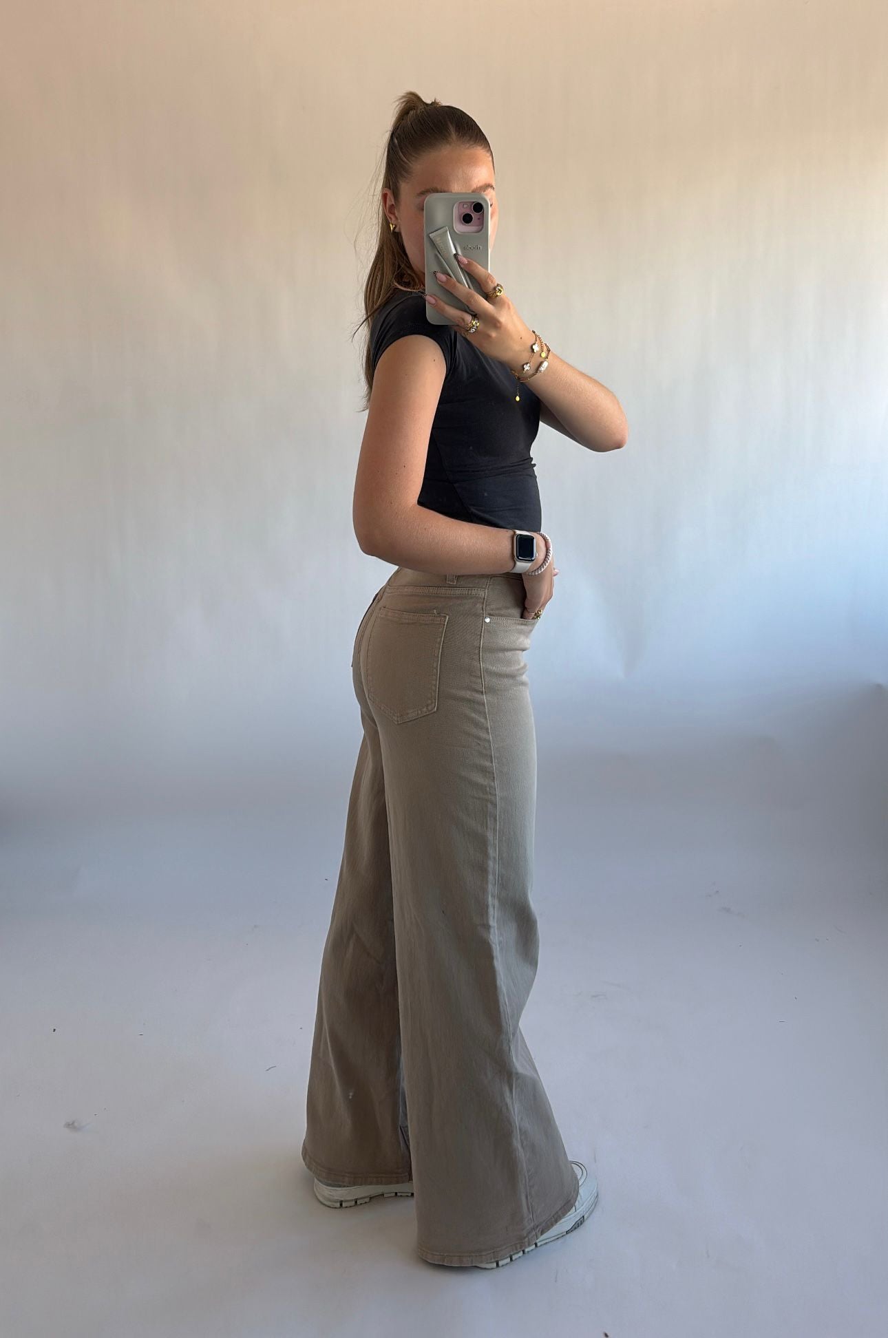 Sand Wide Leg Stretch Jeans