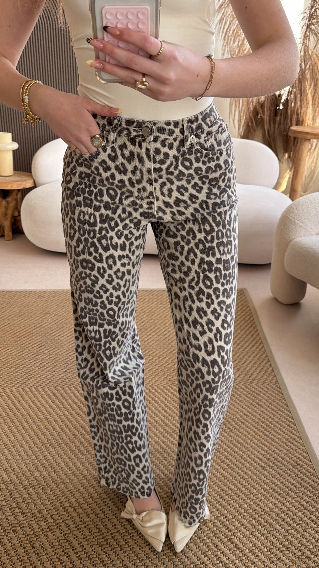 Soft Leopard Wide Leg jeans