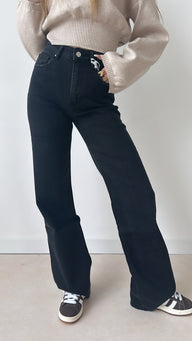 Seam tall straight leg jeans - zwart w3636-7