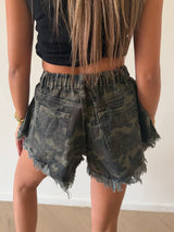 Army Fringe Denim Shorts