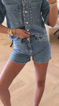 Studded Denim Shorts