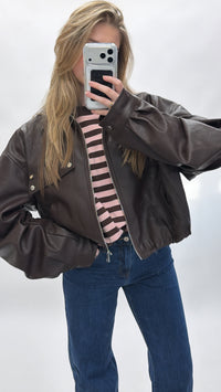 Classic Faux Leather Bomber