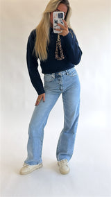 Classic Blue Wide Leg Jeans - stretch