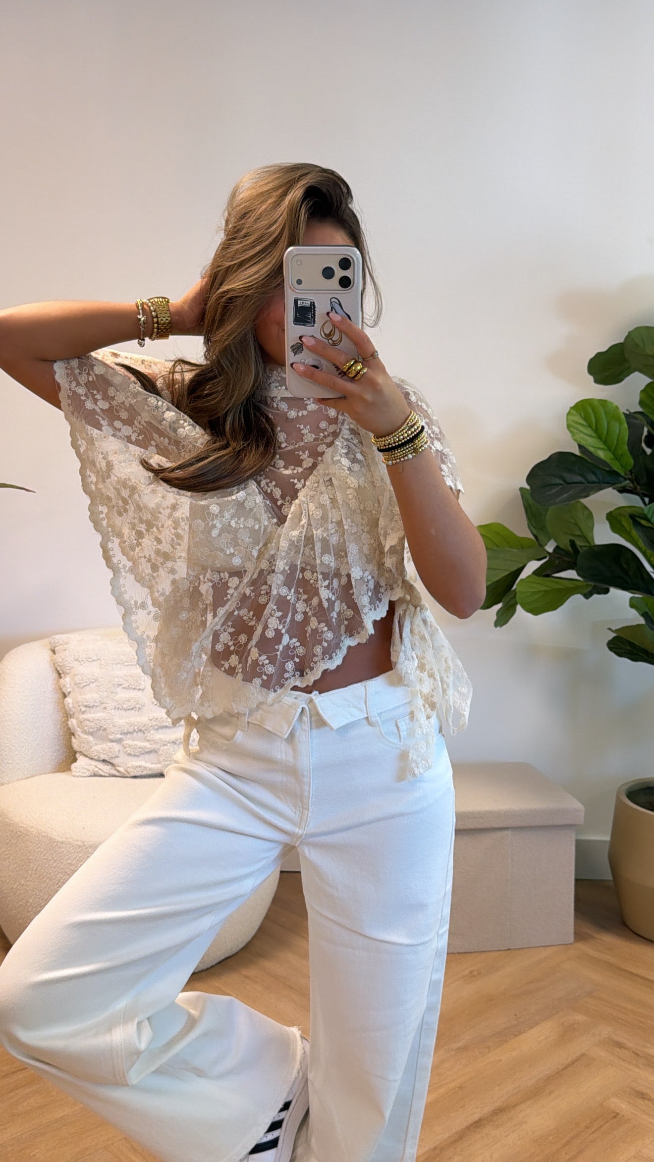 Elara Lace Sheer Top