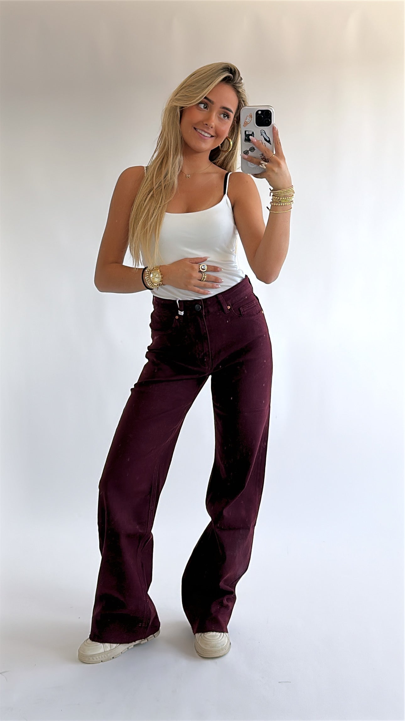 Tall Wide Leg Bordeaux Jeans