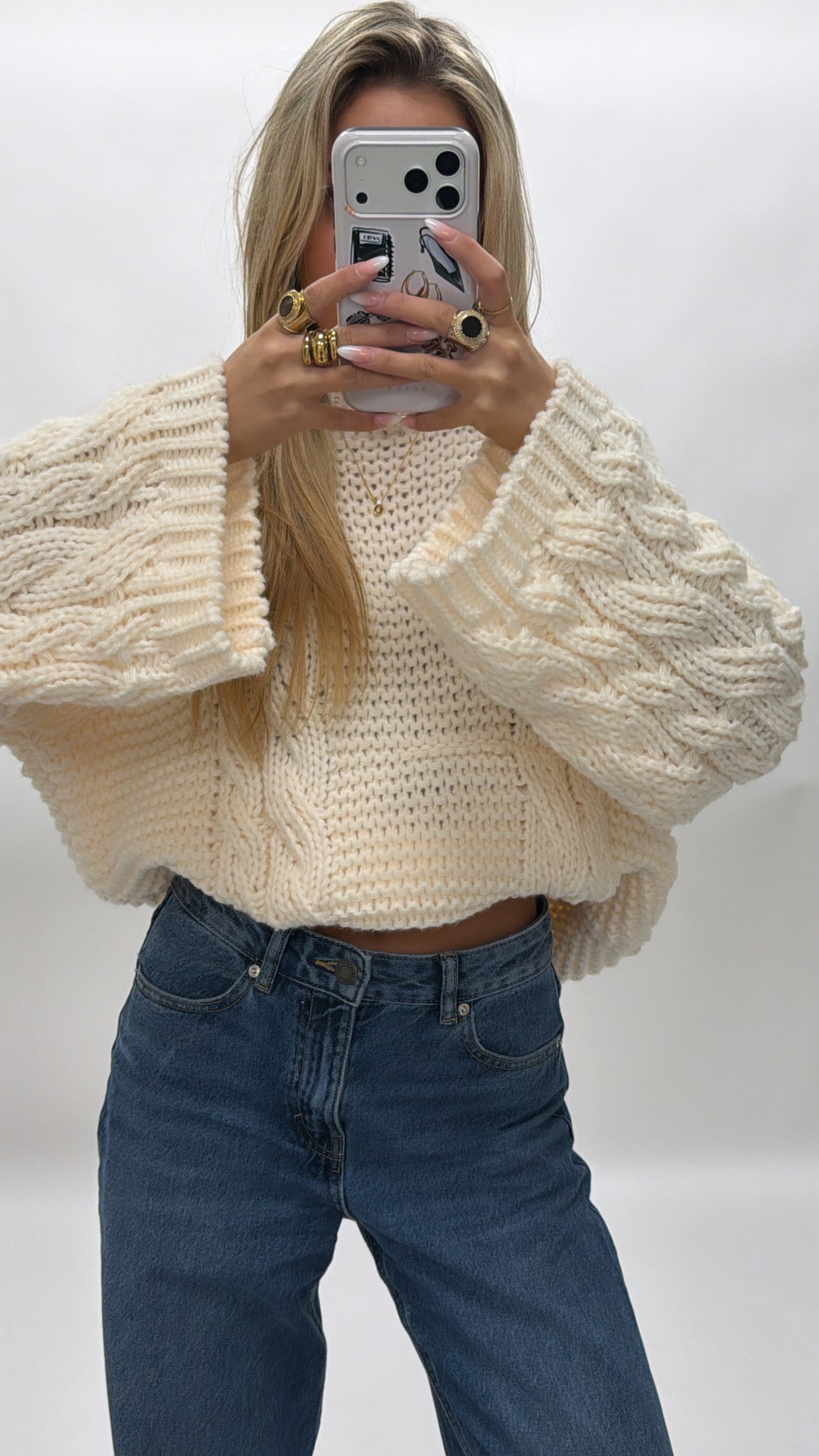 Blush cable sweater