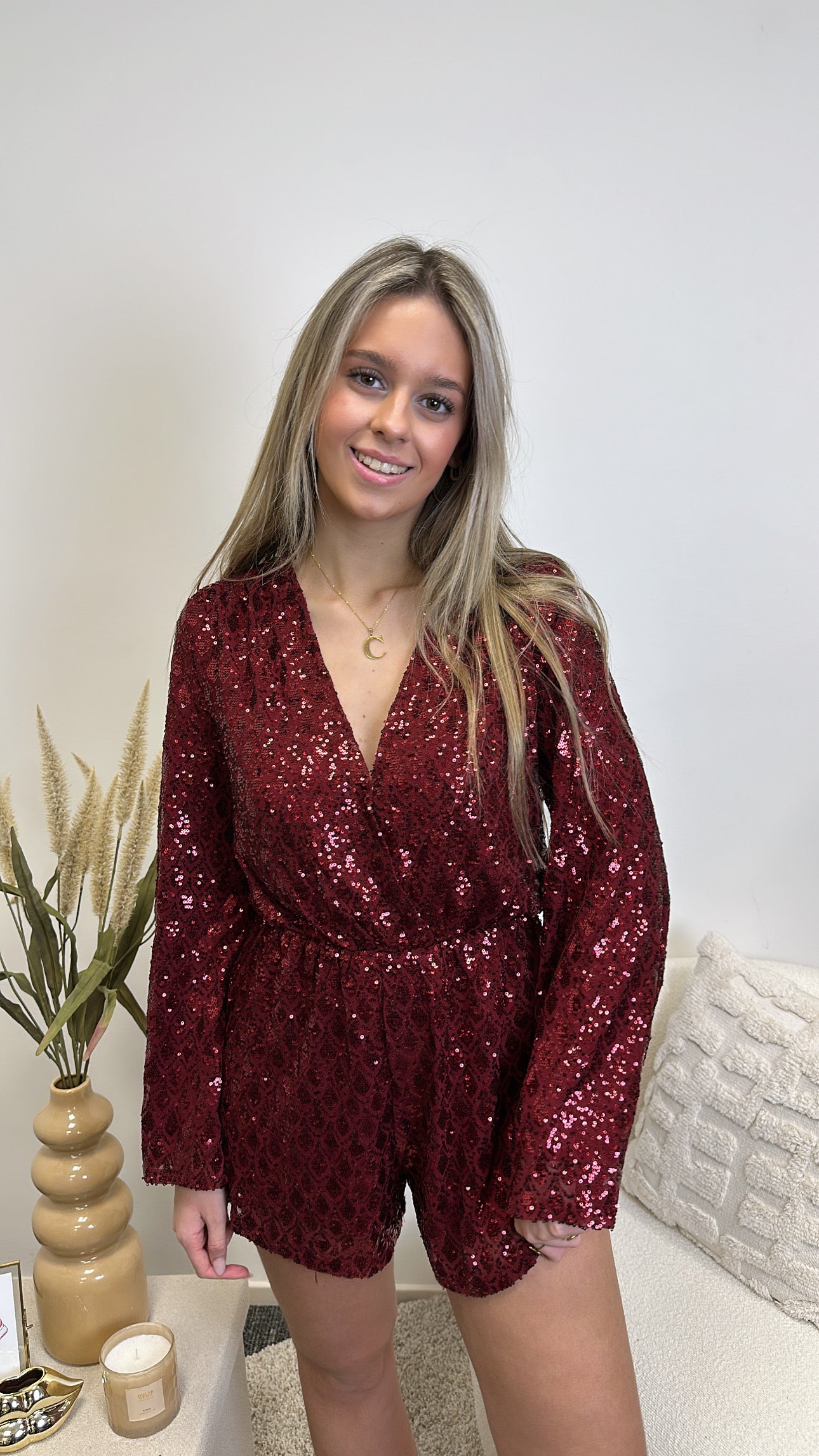 Maxim glitter playsuit- Bordeaux