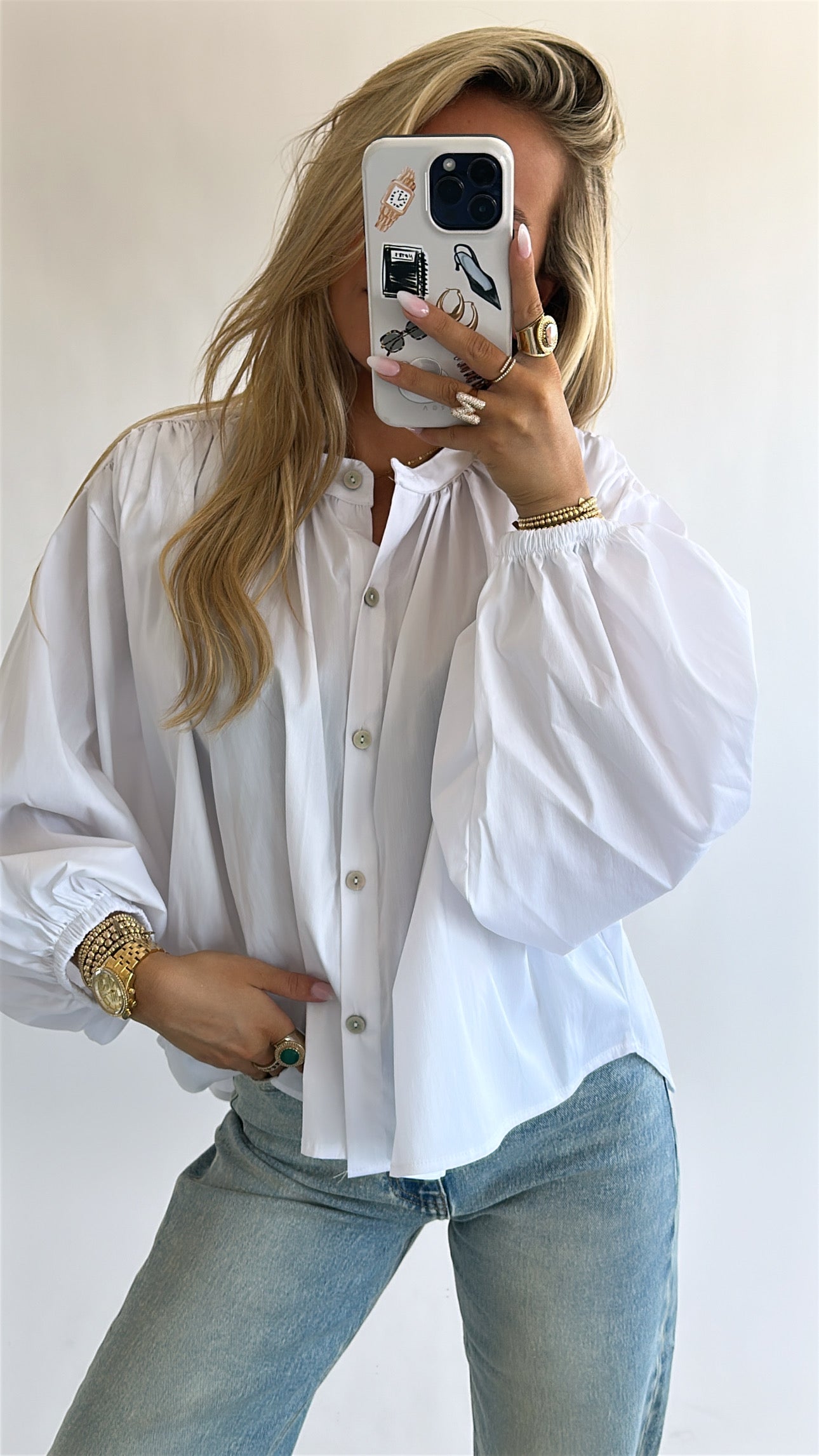 Oversized Balloon Sleeve Blouse