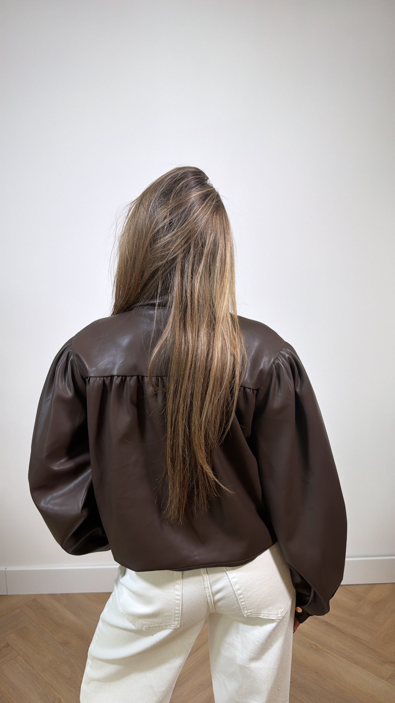 Bella Faux Leather Jacket Brown