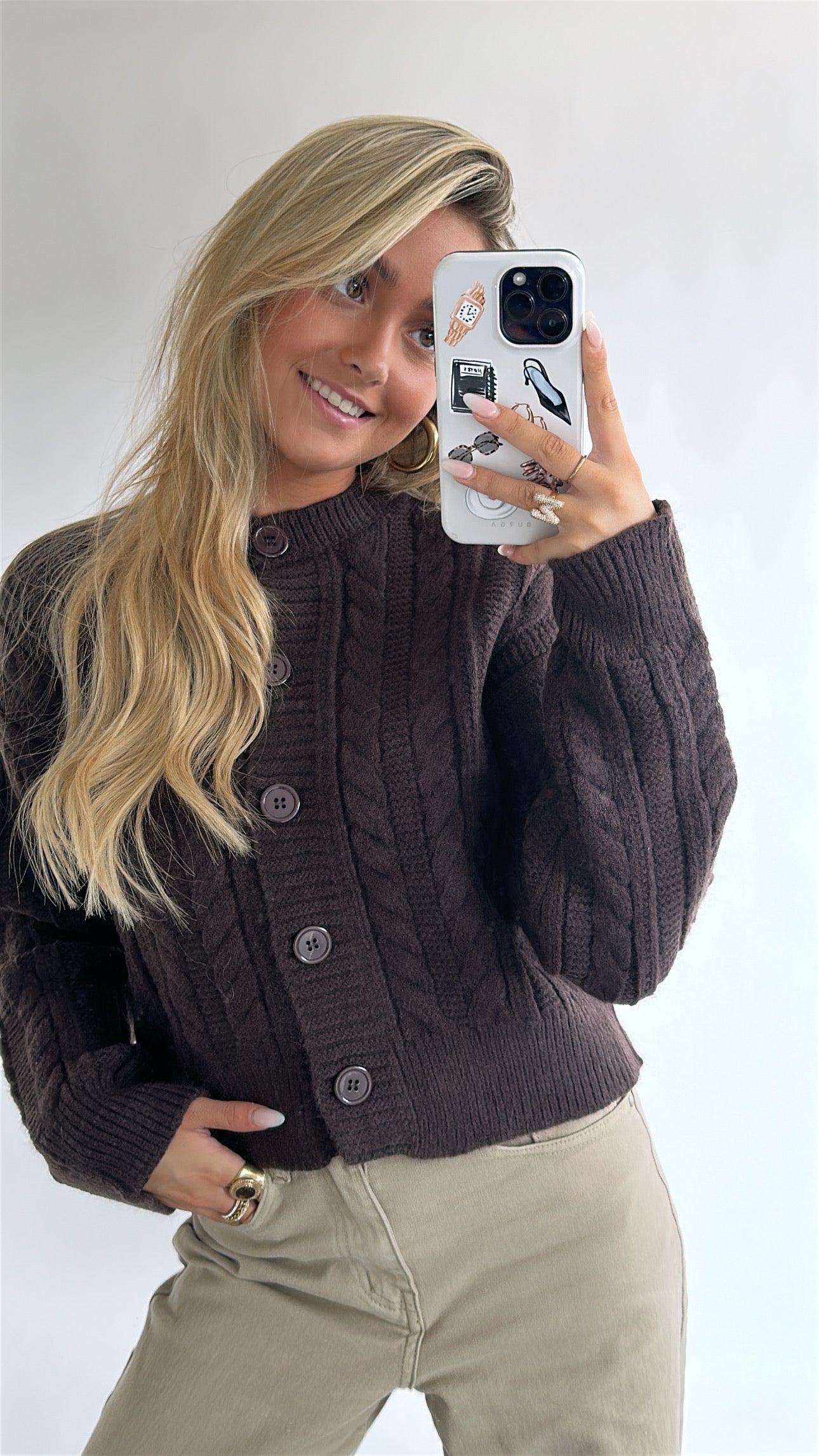 Cable Knit Buttoned Cardigan