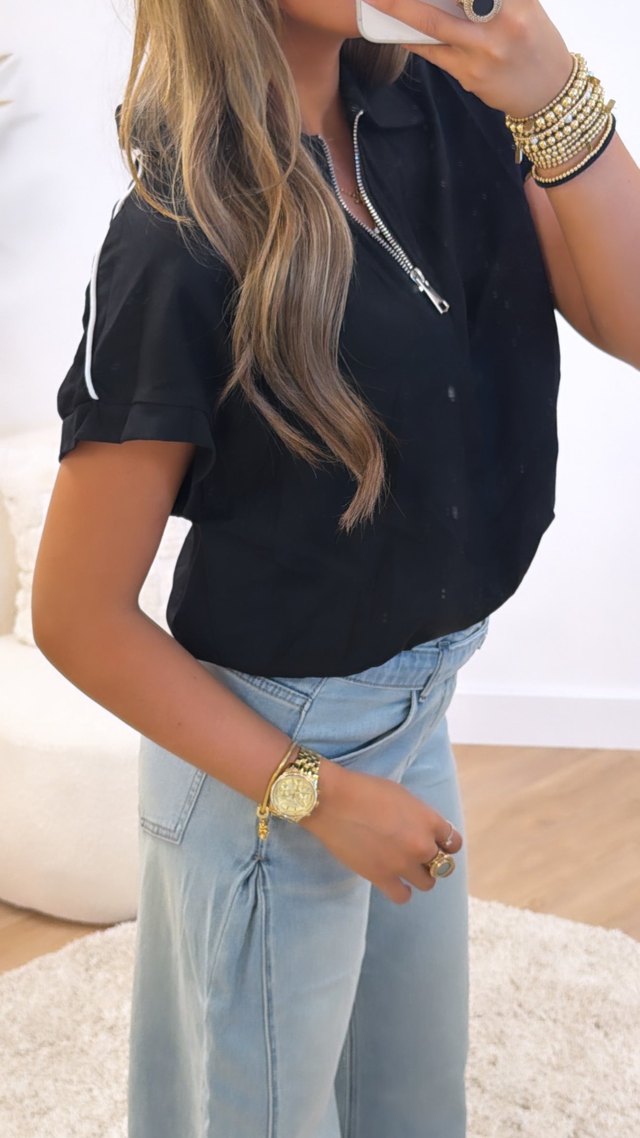 Zipper Stripe Top