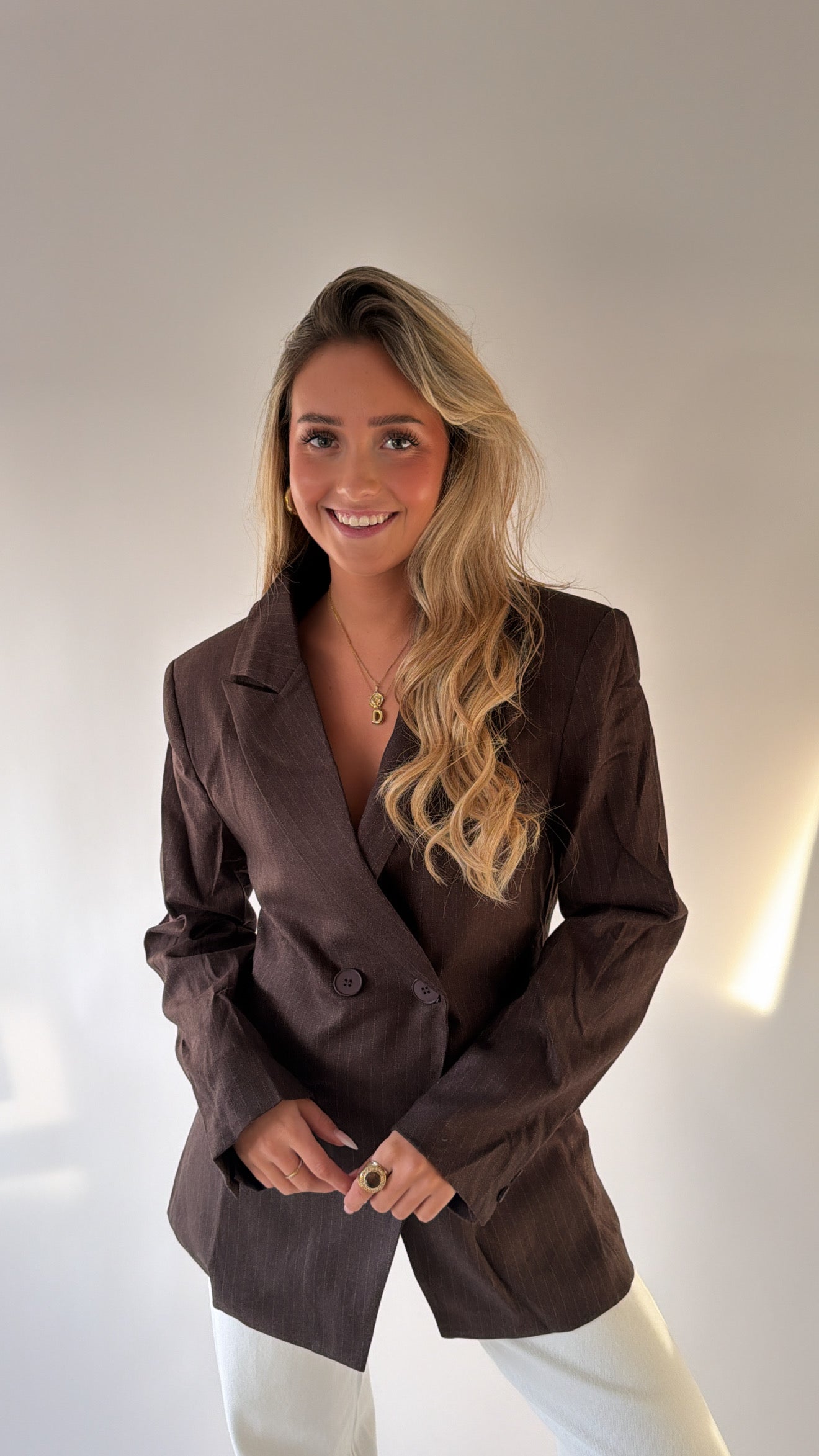 Sculpted Pinstripe Blazer