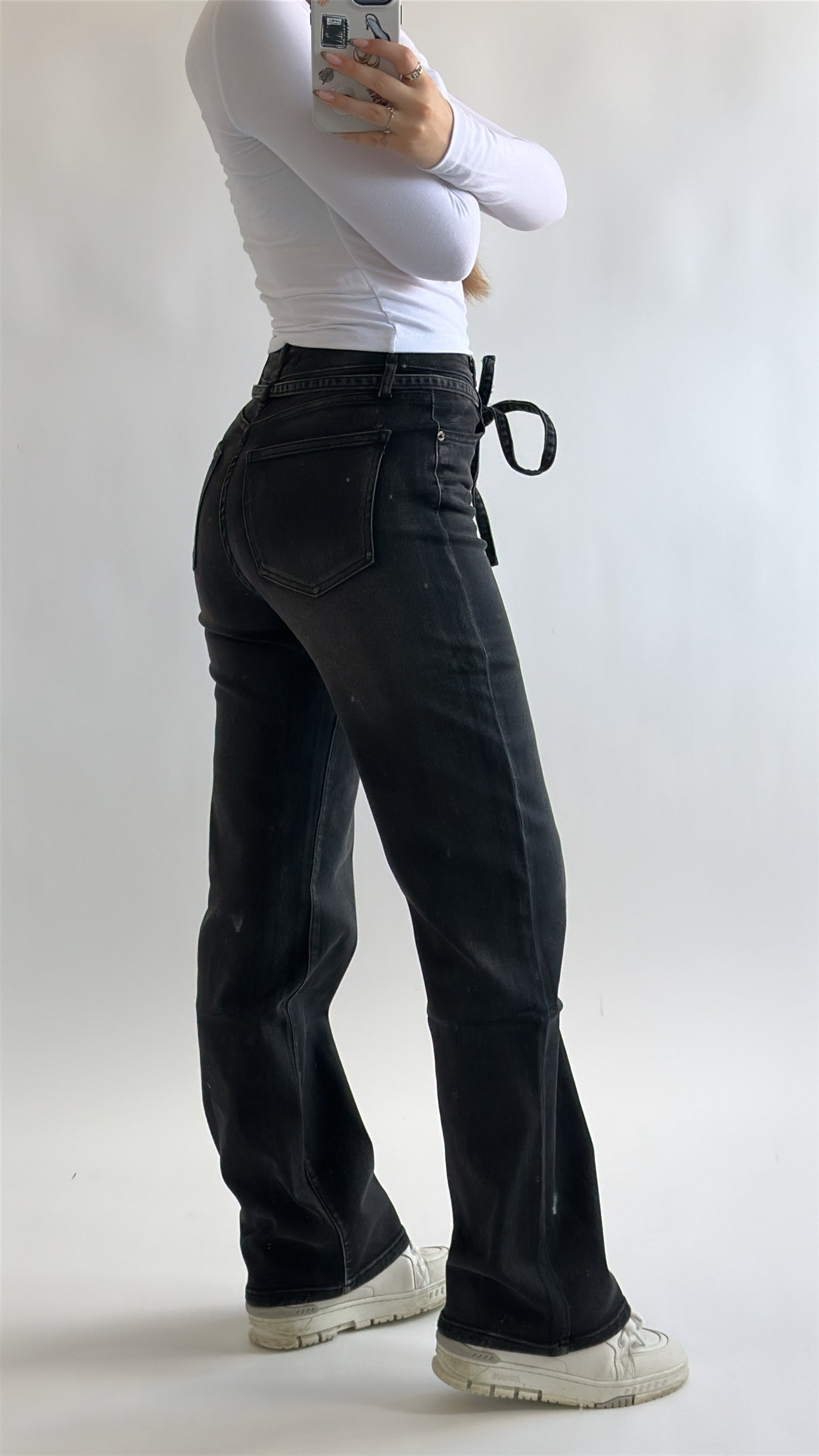 Straight Fit Belt Jeans