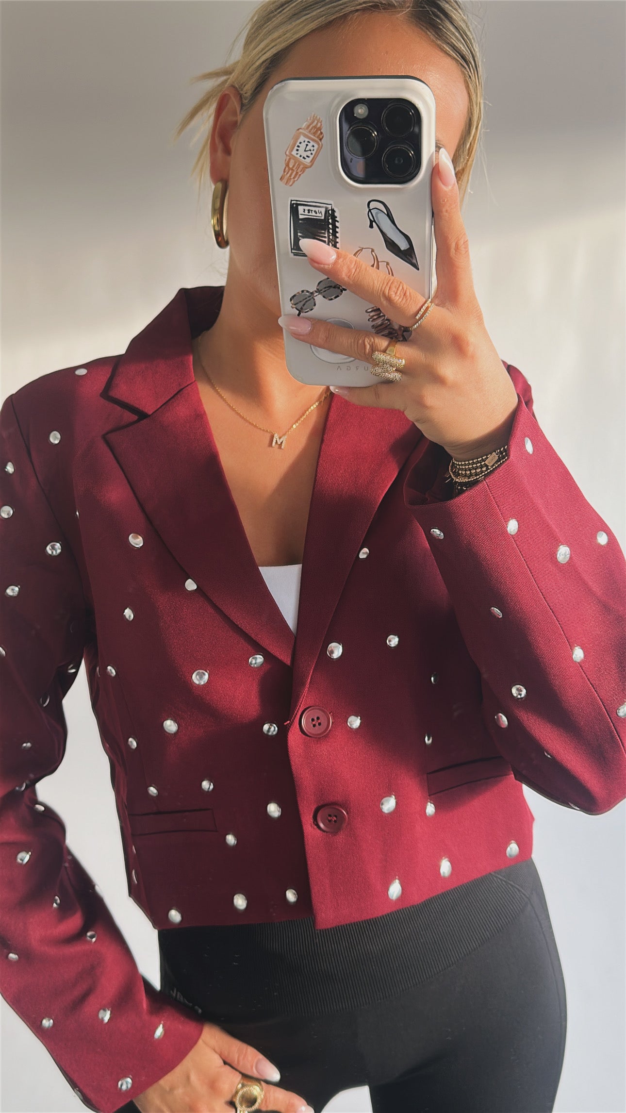 Cropped Blazer met Strass Steentjes