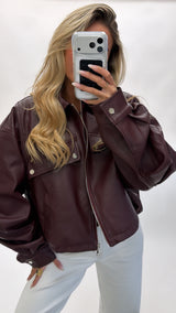 Classic Faux Leather Bomber