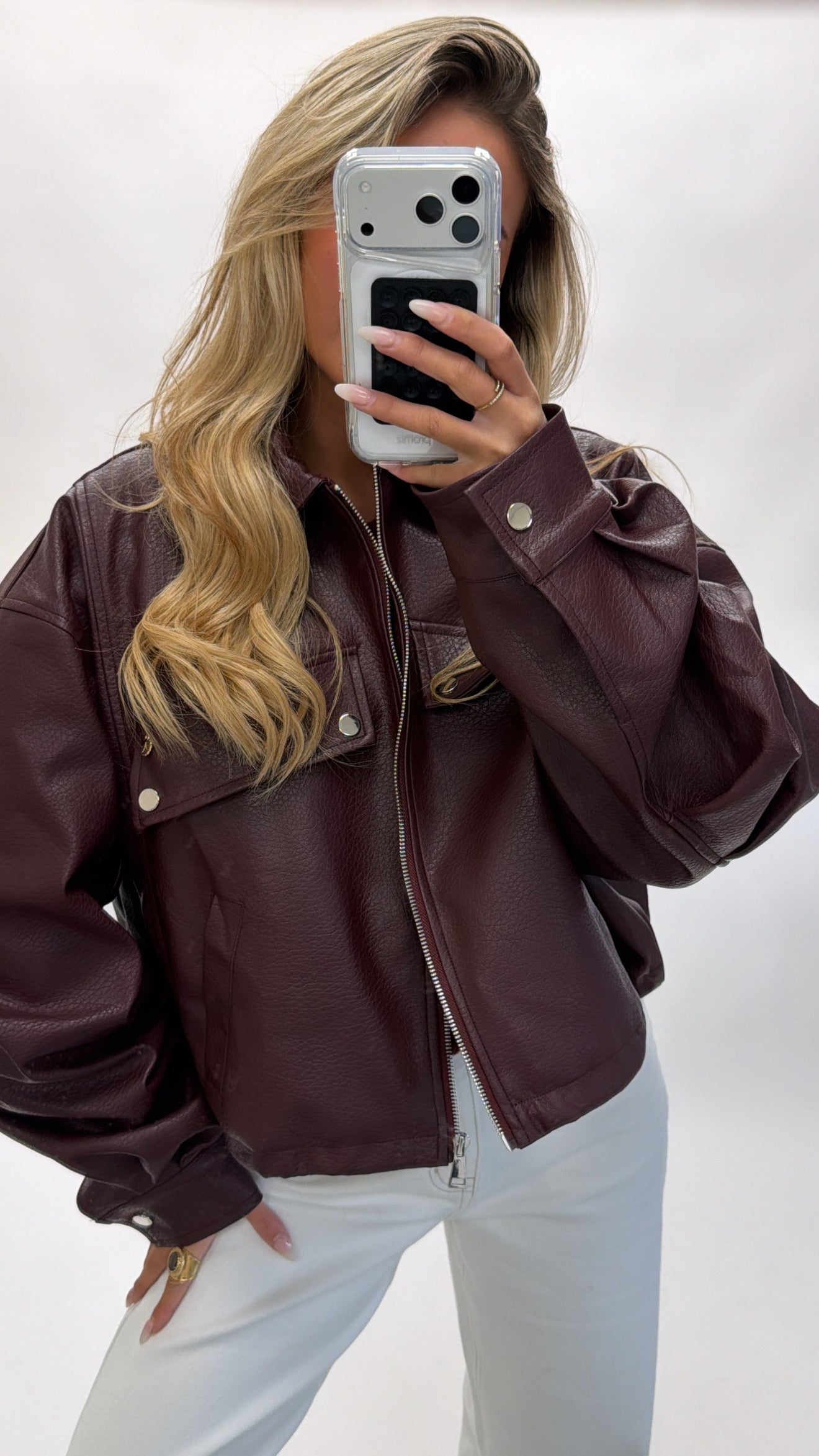 Classic Faux Leather Bomber