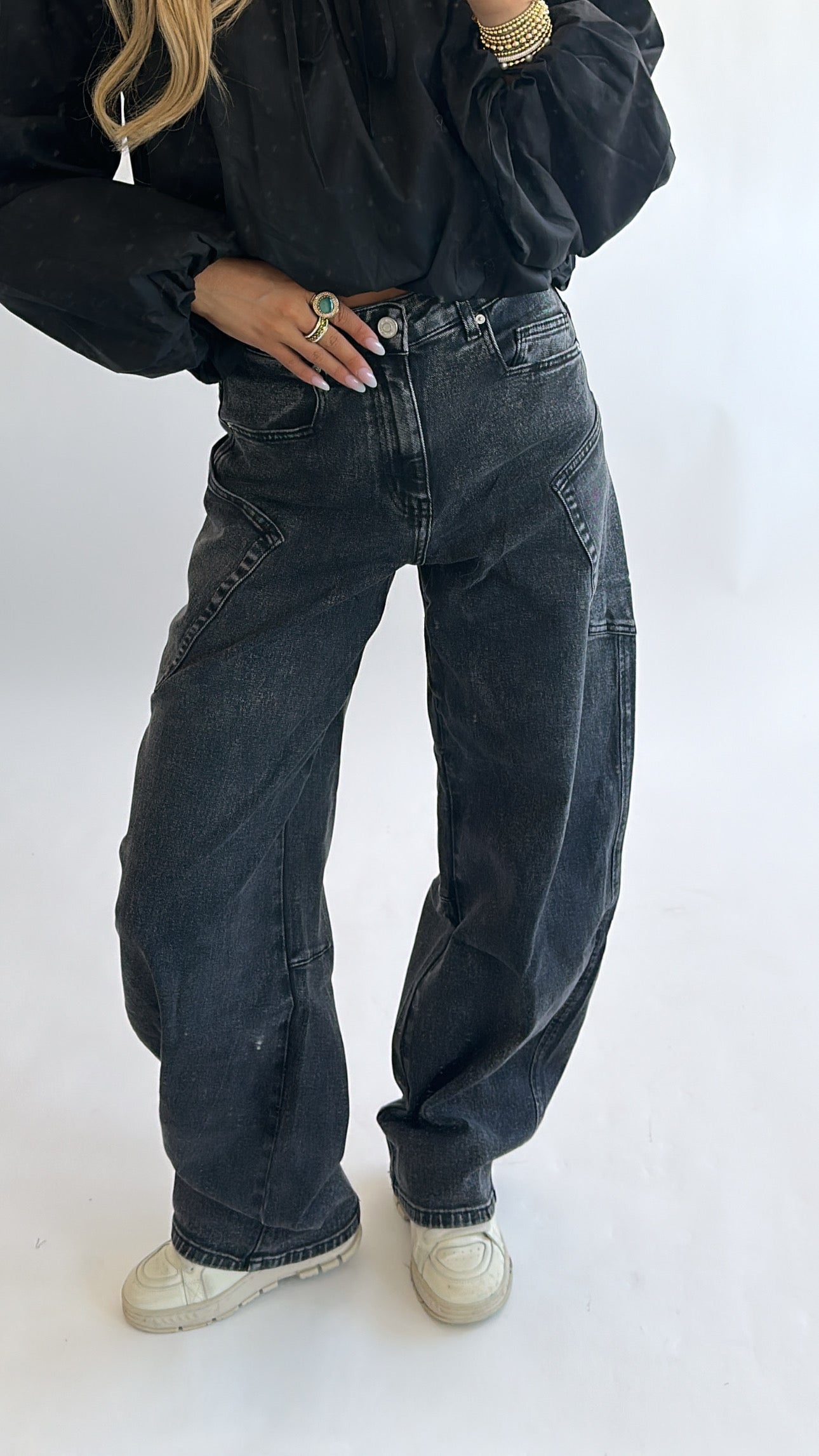 Utility Balloon Jeans – Washed Black