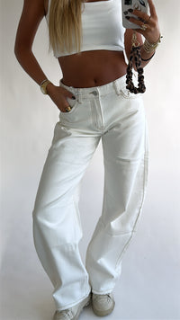 Relaxed Fit Balloon Denim -Mid Waist stretch