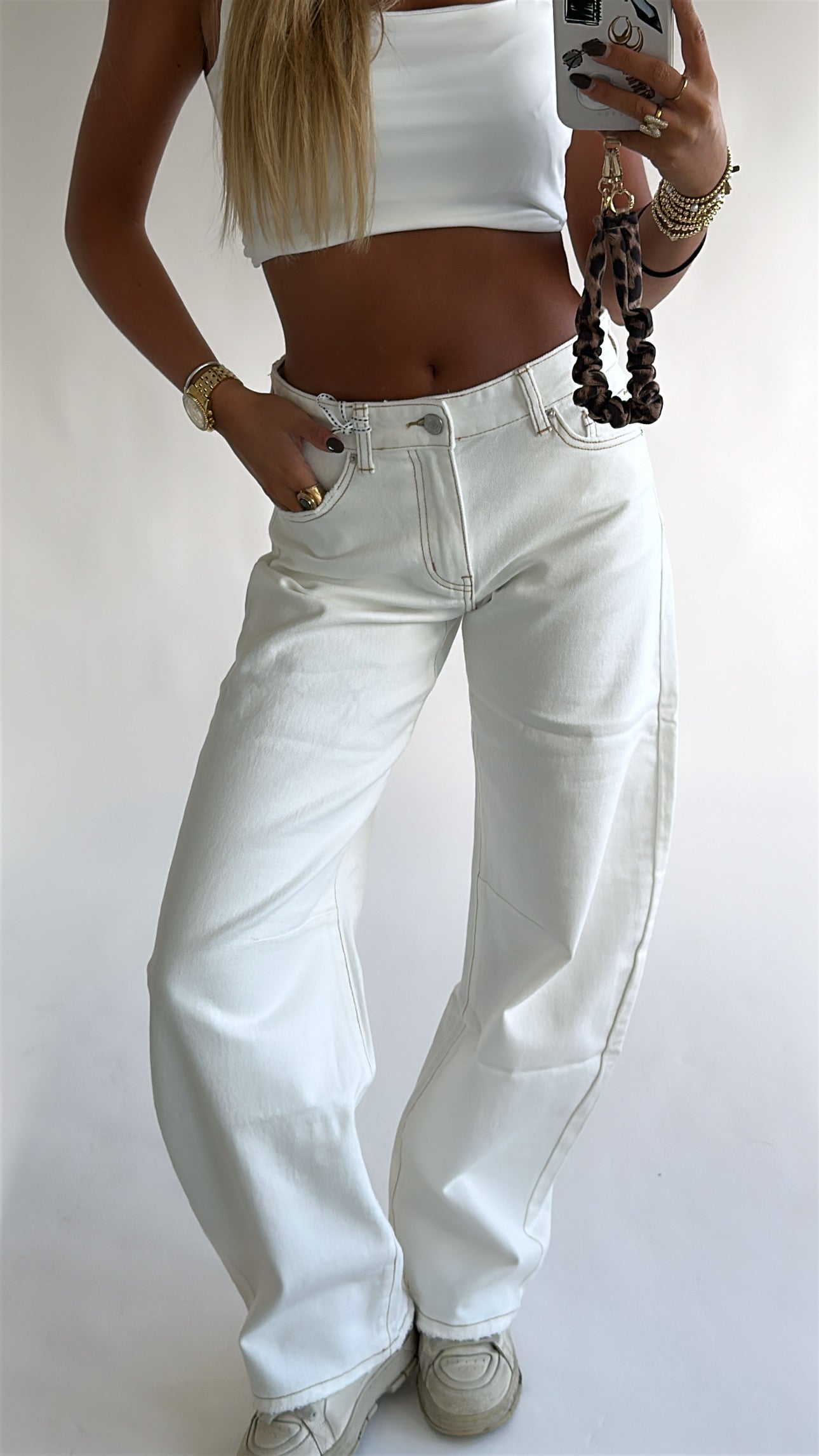 Relaxed Fit Balloon Denim -Mid Waist stretch