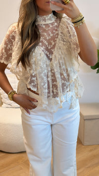 Elara Lace Sheer Top