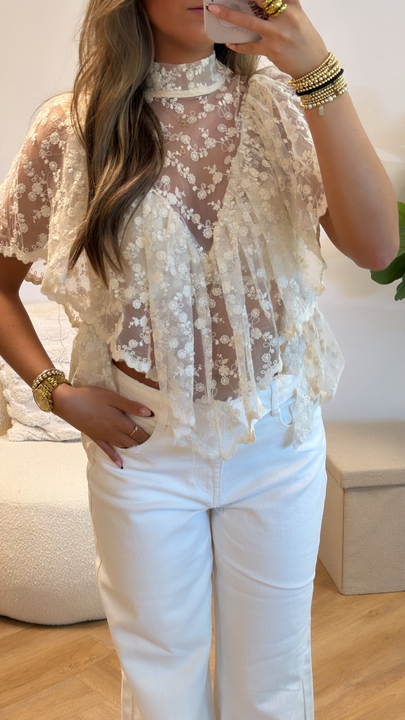 Elara Lace Sheer Top