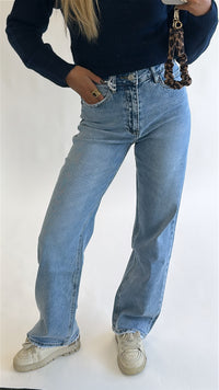 Classic Blue Wide Leg Jeans - stretch