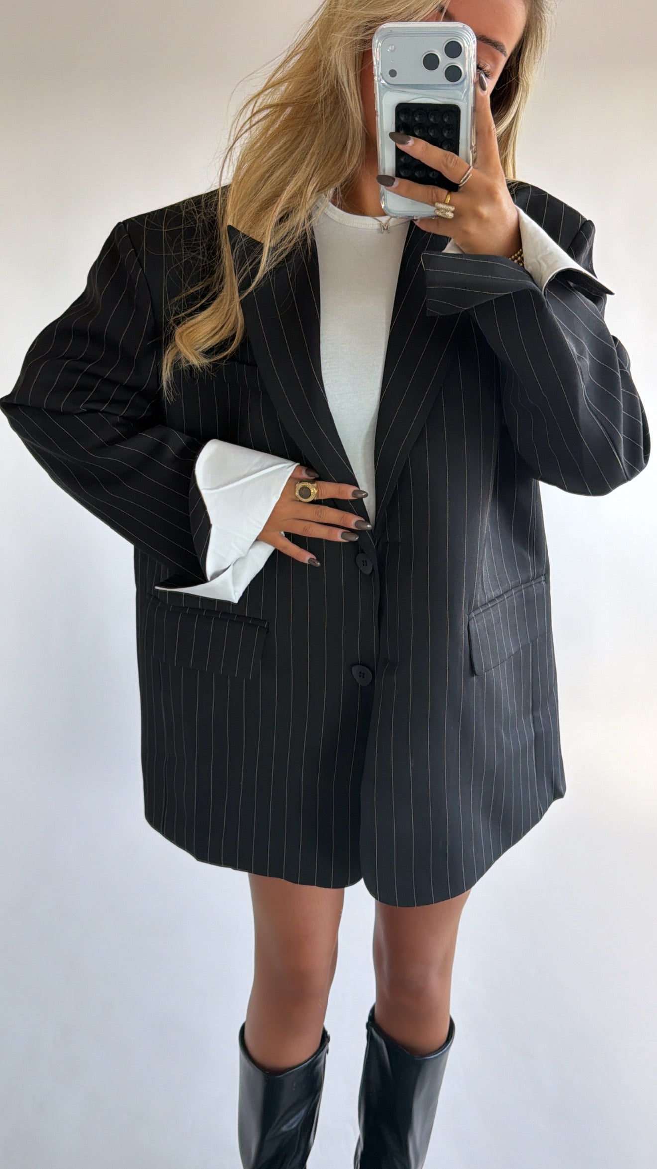 Pinstripe Power Blazer