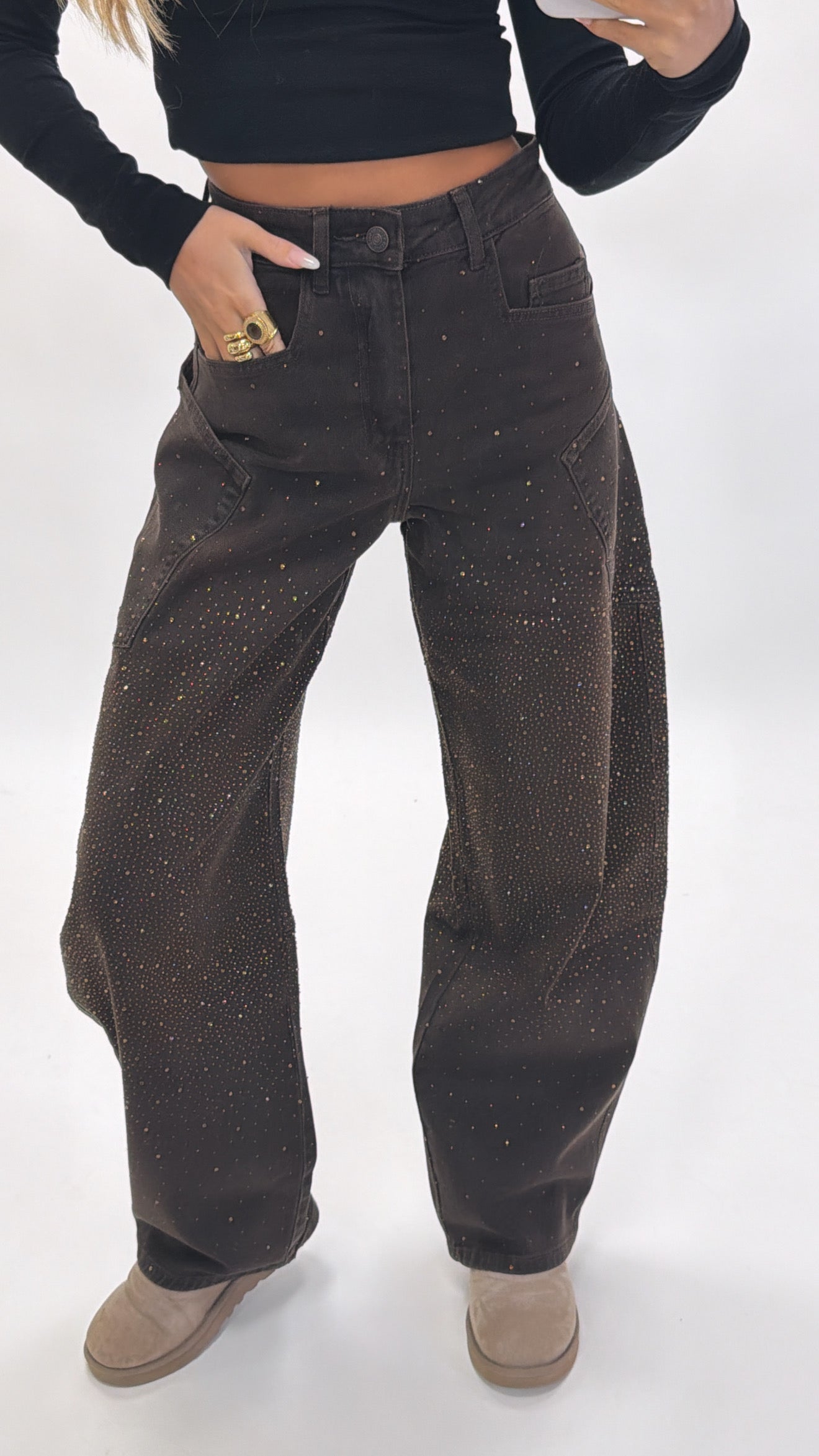 Glitter balloon jeans - Brown