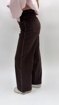 Shiny Stone Wide Jeans